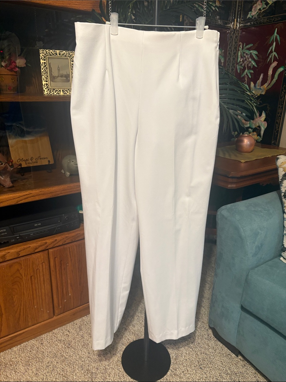 Coldwater Creek White High-Waist Straight Trousers